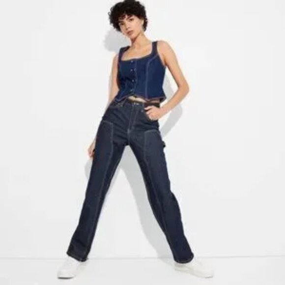 NEW Wild Fable™ Women's High-Rise Easy Rigid Straight Jeans Ultra Dark Wash - Picture 3 of 11